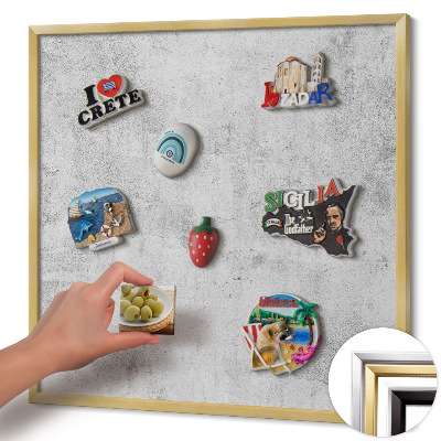 Quadro magnético com moldura dourada Textura de concreto desgastada