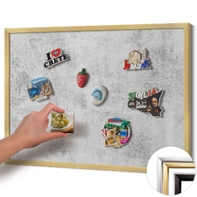 Quadro magnético com moldura dourada Textura de concreto desgastada