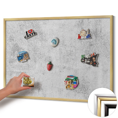 Quadro magnético com moldura dourada Textura de concreto desgastada