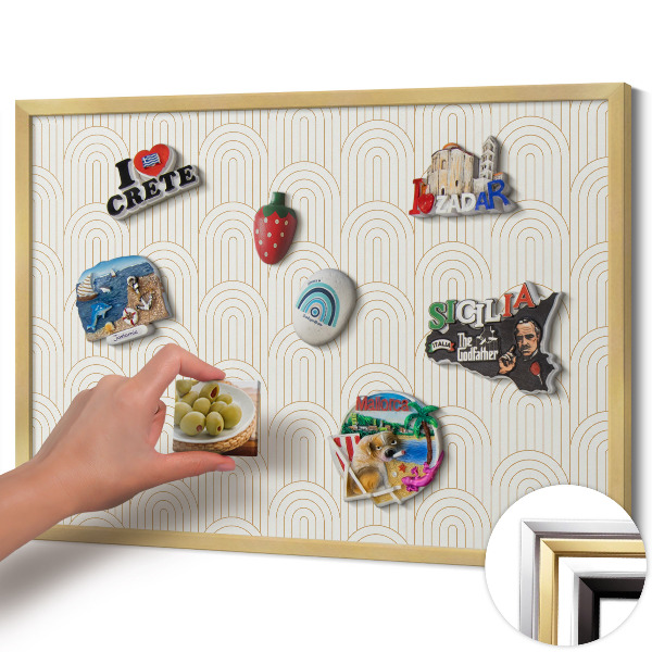 Quadro magnético com moldura dourada Arcos regulares lineares