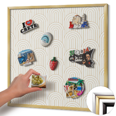 Quadro magnético com moldura dourada Arcos regulares lineares