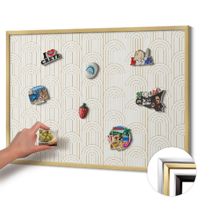 Quadro magnético com moldura dourada Arcos regulares lineares