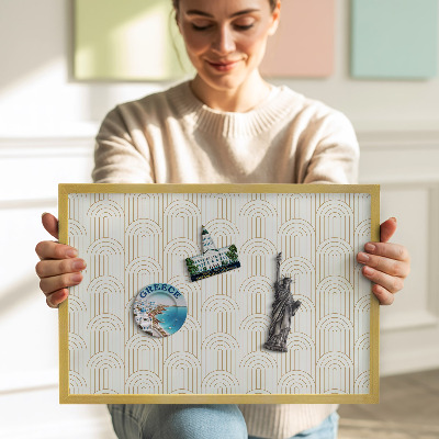 Quadro magnético com moldura dourada Arcos regulares lineares
