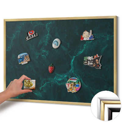Quadro magnético com moldura dourada Mármore verde garrafa