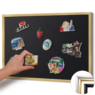 Quadro magnético com moldura dourada Cor preta