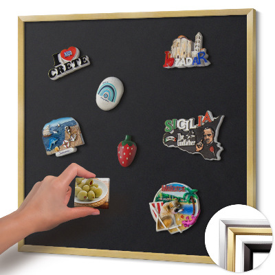 Quadro magnético com moldura dourada Cor preta