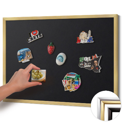 Quadro magnético com moldura dourada Cor preta