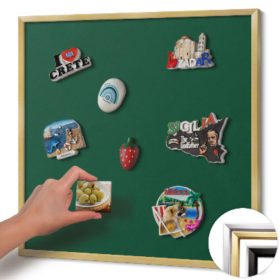 Quadro magnético com moldura dourada Cor verde escuro
