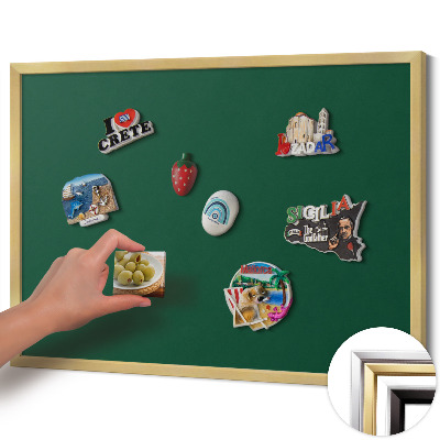 Quadro magnético com moldura dourada Cor verde escuro