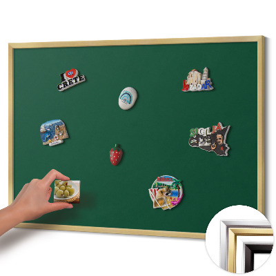 Quadro magnético com moldura dourada Cor verde escuro