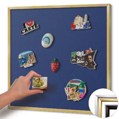 Quadro magnético com moldura dourada Cor azul marinho