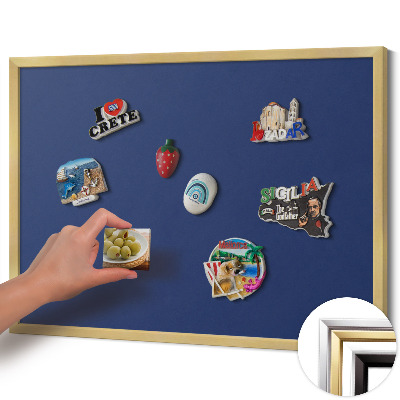 Quadro magnético com moldura dourada Cor azul marinho