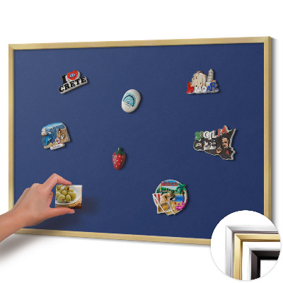 Quadro magnético com moldura dourada Cor azul marinho