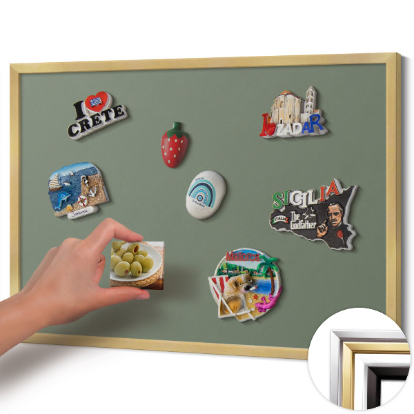 Quadro magnético com moldura dourada Cor oliva