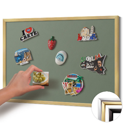 Quadro magnético com moldura dourada Cor oliva