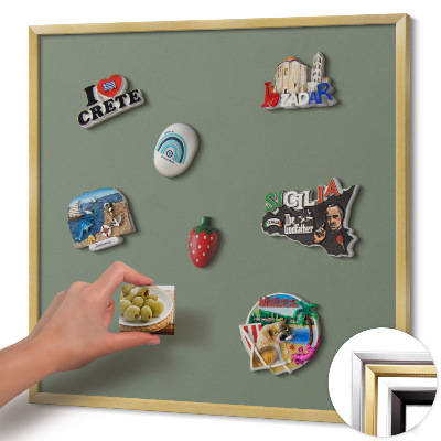 Quadro magnético com moldura dourada Cor oliva