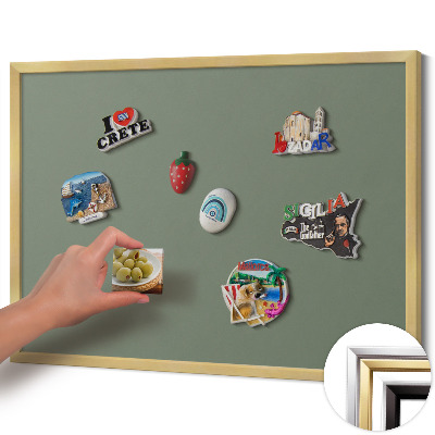 Quadro magnético com moldura dourada Cor oliva
