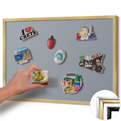 Quadro magnético com moldura dourada Cor cinza