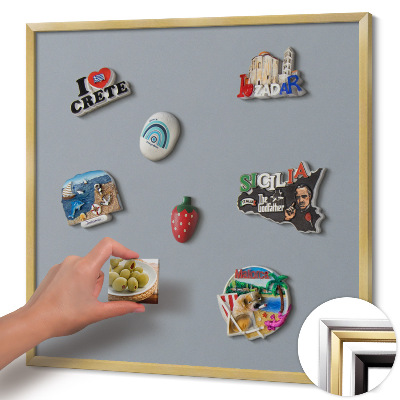 Quadro magnético com moldura dourada Cor cinza