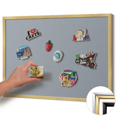 Quadro magnético com moldura dourada Cor cinza
