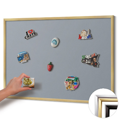 Quadro magnético com moldura dourada Cor cinza