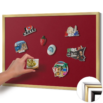 Quadro magnético com moldura dourada Cor bordô