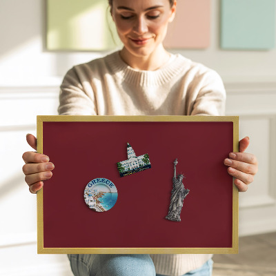Quadro magnético com moldura dourada Cor bordô