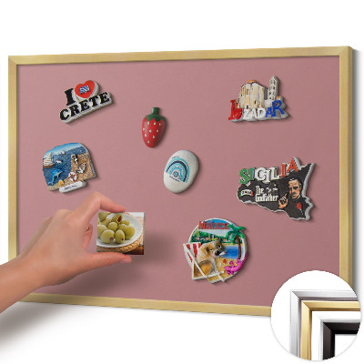 Quadro magnético com moldura dourada Cor rosa pastel