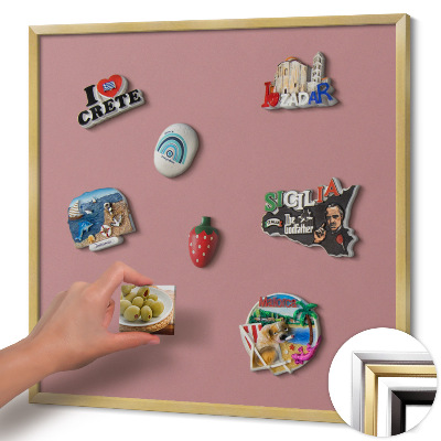 Quadro magnético com moldura dourada Cor rosa pastel
