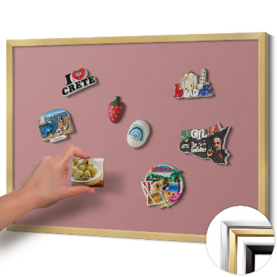 Quadro magnético com moldura dourada Cor rosa pastel