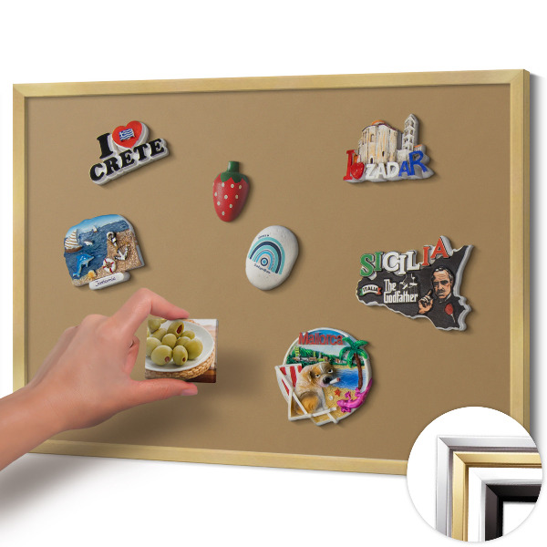 Quadro magnético com moldura dourada Cor amarelo escuro