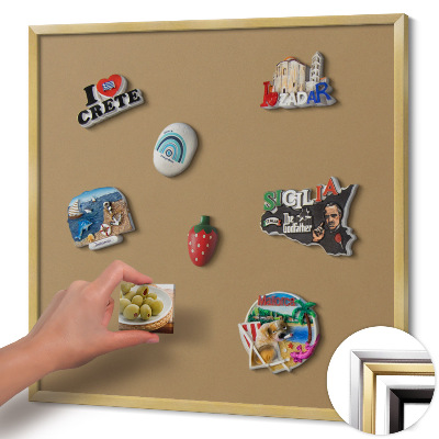 Quadro magnético com moldura dourada Cor amarelo escuro