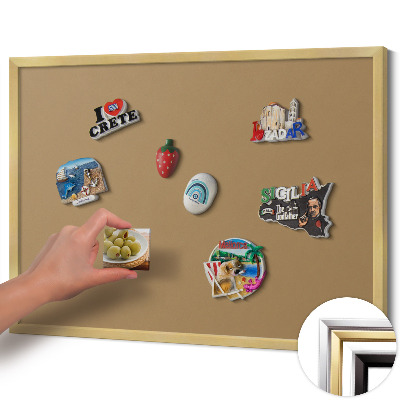 Quadro magnético com moldura dourada Cor amarelo escuro