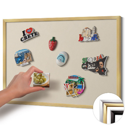 Quadro magnético com moldura dourada Cor bege claro