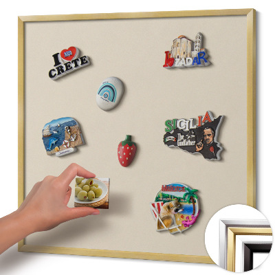 Quadro magnético com moldura dourada Cor bege claro