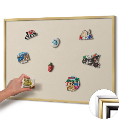 Quadro magnético com moldura dourada Cor bege claro