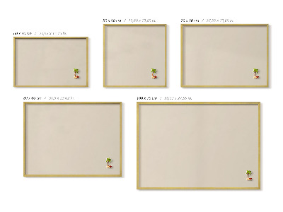 Quadro magnético com moldura dourada Cor bege claro