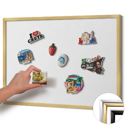 Quadro magnético com moldura dourada Cor branca