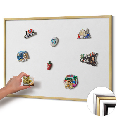 Quadro magnético com moldura dourada Cor branca