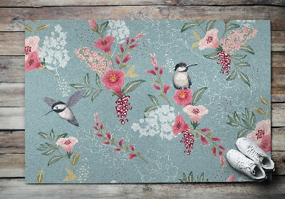 Tapete de entrada Pássaros Flores