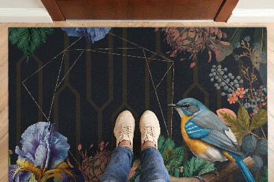 Tapete de entrada Flores de pássaros