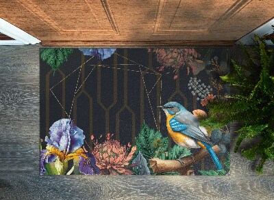 Tapete de entrada Flores de pássaros