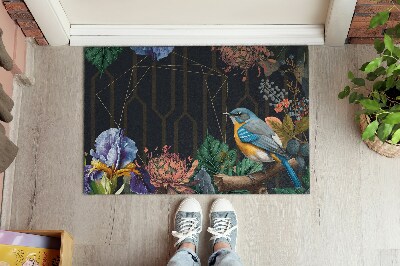 Tapete de entrada Flores de pássaros