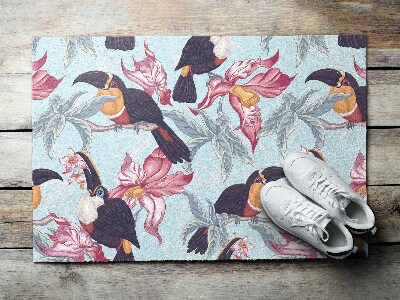 Tapete de entrada Pássaros Flores