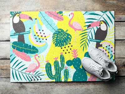 Tapete de entrada Pássaros Plantas Abstração