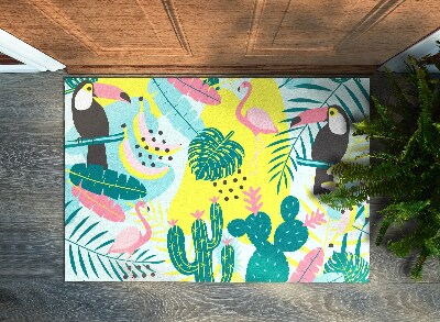 Tapete de entrada Pássaros Plantas Abstração