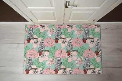 Tapete de entrada Pássaros Papagaio Flores