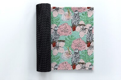 Tapete de entrada Pássaros Papagaio Flores