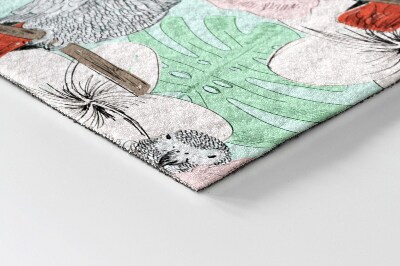 Tapete de entrada Pássaros Papagaio Flores