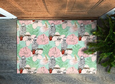 Tapete de entrada Pássaros Papagaio Flores